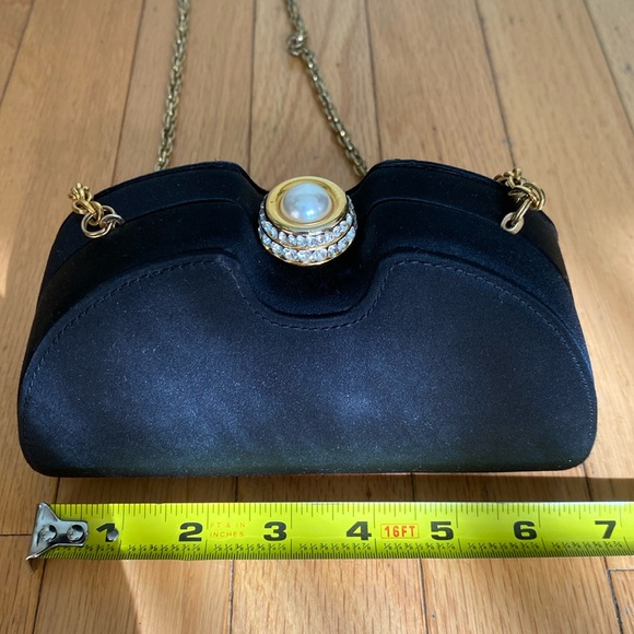 Vintage Black Rodo Italy Silk Bag Clutch Evening Bag - Picture 7 of 12